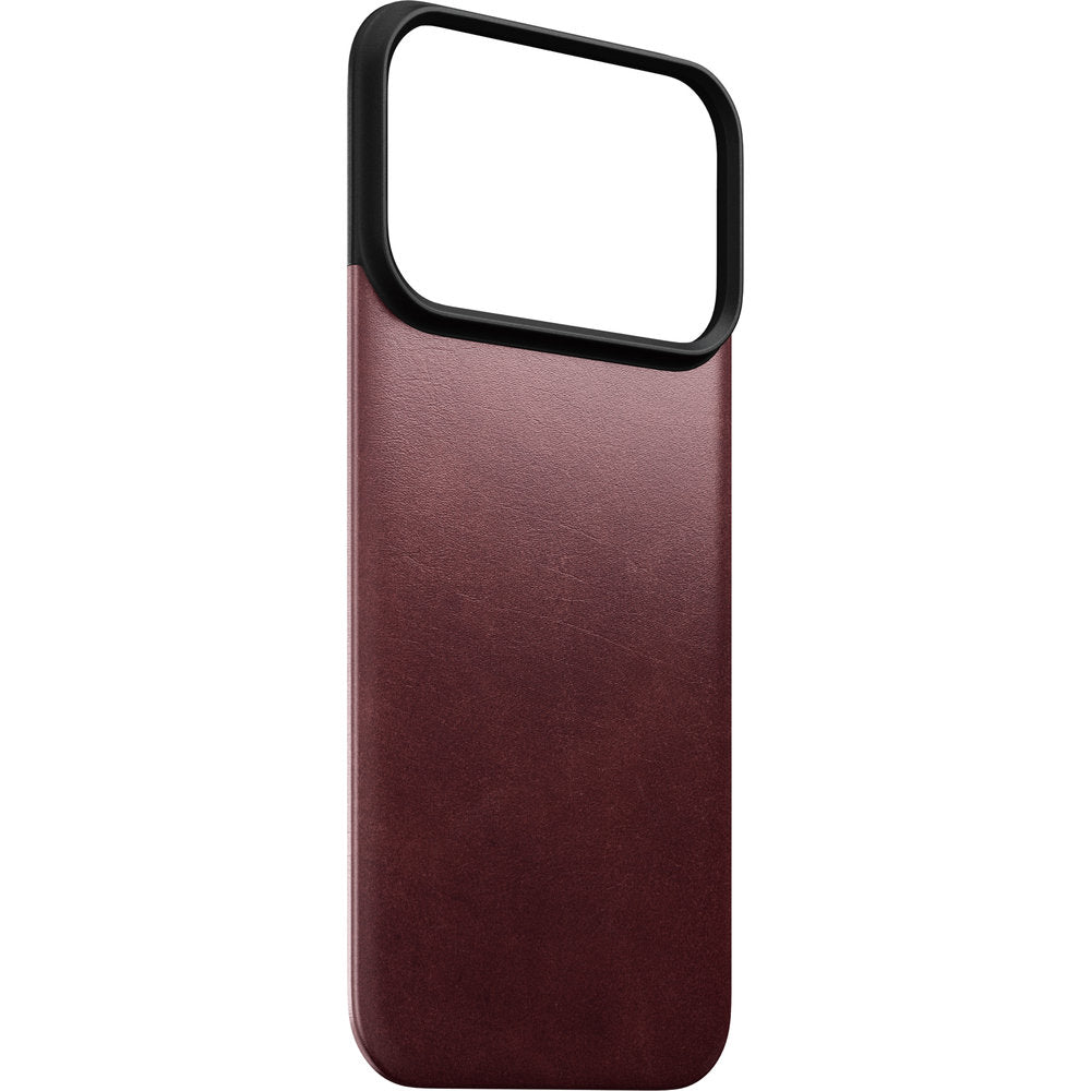 Leder Handyhülle für iPhone 18 Pro / 17 Pro, Nomad Magnetic Leather Back Horween Series mit MagSafe, Burgunderrot (1/8)