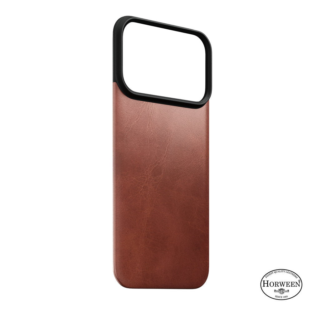 Leder Handyhülle für iPhone 18 Pro / 17 Pro, Nomad Magnetic Leather Back Horween Series mit MagSafe, Braun (6/9)