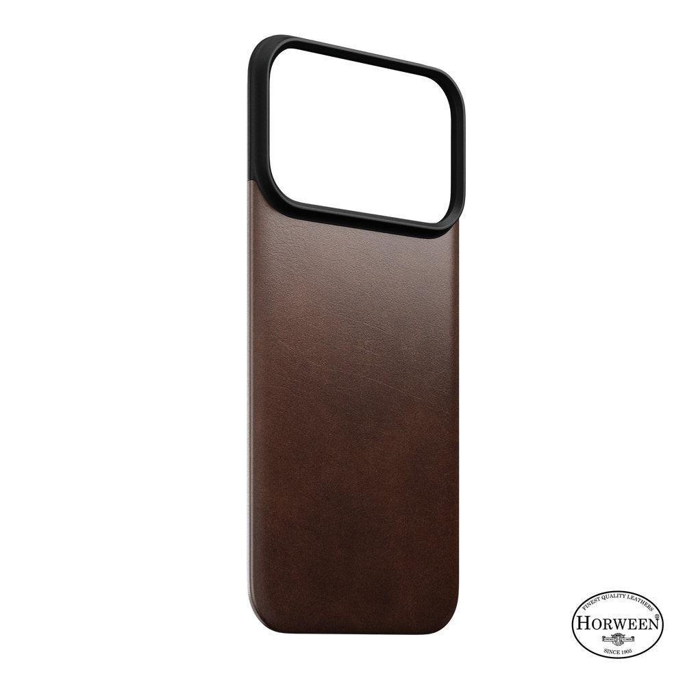 Leder Handyhülle für iPhone 18 Pro / 17 Pro, Nomad Magnetic Leather Back Horween Series mit MagSafe, rustikales Braun (6/8)