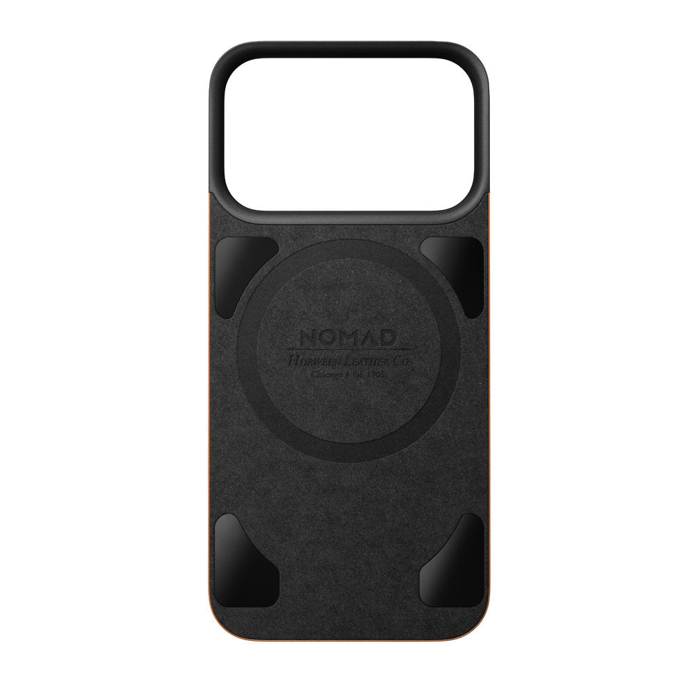 Leder Handyhülle für iPhone 18 Pro / 17 Pro, Nomad Magnetic Leather Back Horween Series mit MagSafe, Hellbraun (3/8)