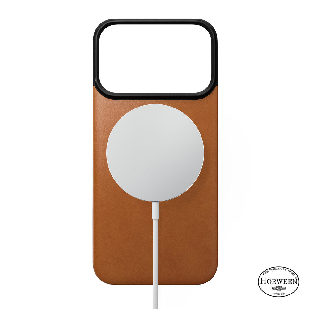 Leder Handyhülle für iPhone 18 Pro / 17 Pro, Nomad Magnetic Leather Back Horween Series mit MagSafe, Hellbraun (5/8)