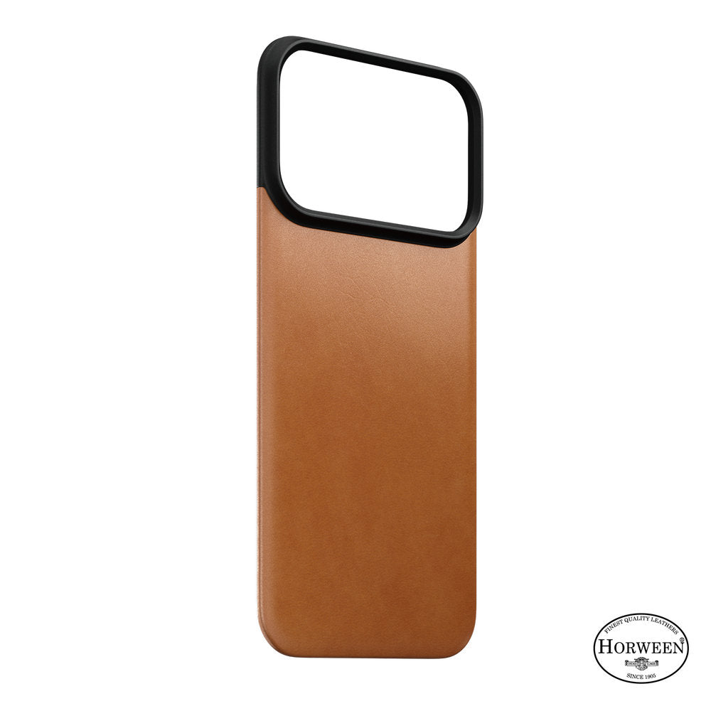 Leder Handyhülle für iPhone 18 Pro / 17 Pro, Nomad Magnetic Leather Back Horween Series mit MagSafe, Hellbraun (6/8)