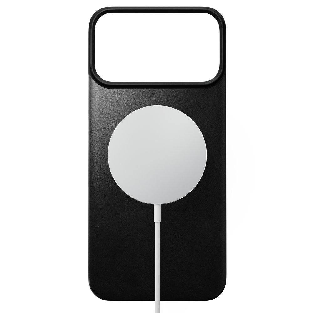 Leder Handyhülle für iPhone 18 Pro Max / 17 Pro Max, Nomad Magnetic Leather Back Horween Series mit MagSafe, Schwarz (7/8)