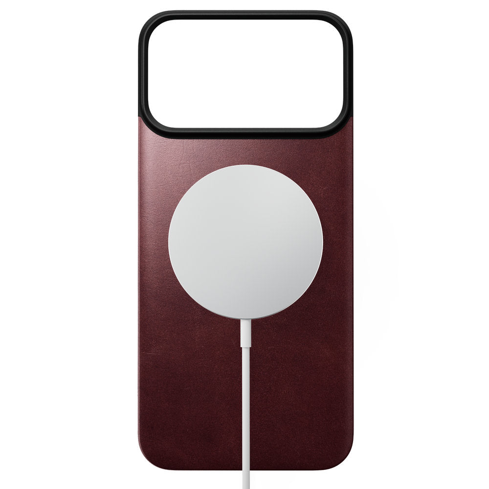 Leder Handyhülle für iPhone 18 Pro Max / 17 Pro Max, Nomad Magnetic Leather Back Horween Series mit MagSafe, Burgunderrot (7/8)