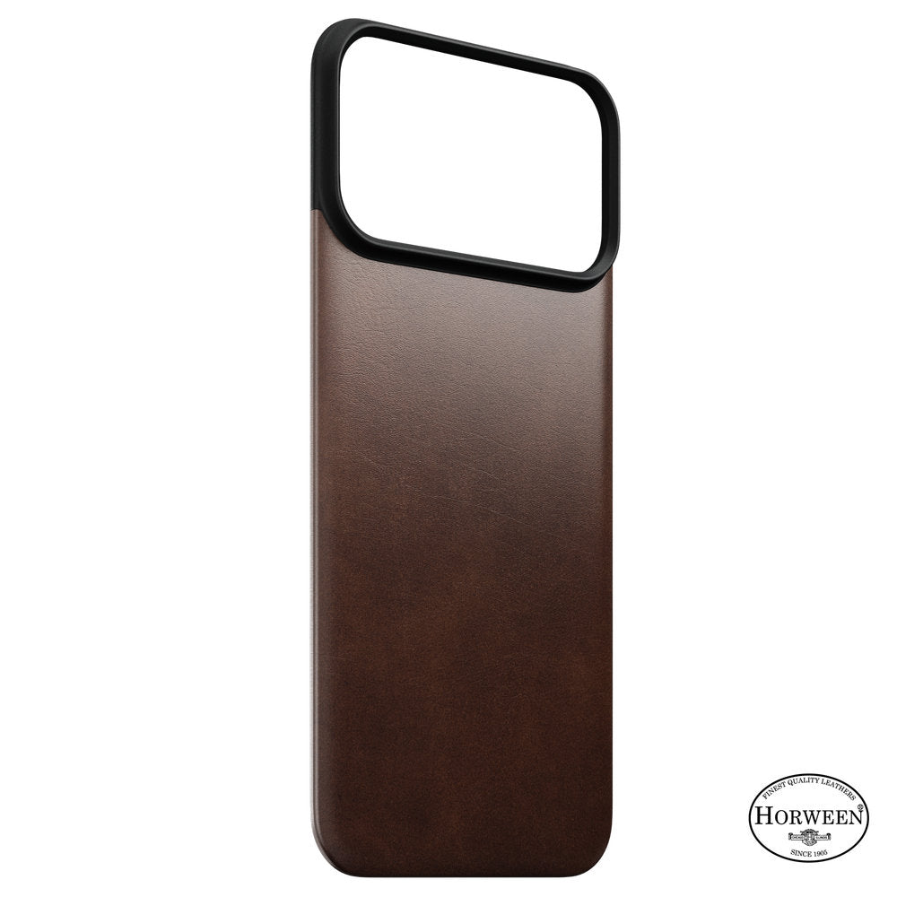 Leder Handyhülle für iPhone 18 Pro Max / 17 Pro Max, Nomad Magnetic Leather Back Horween Series mit MagSafe, rustikales Braun (6/8)