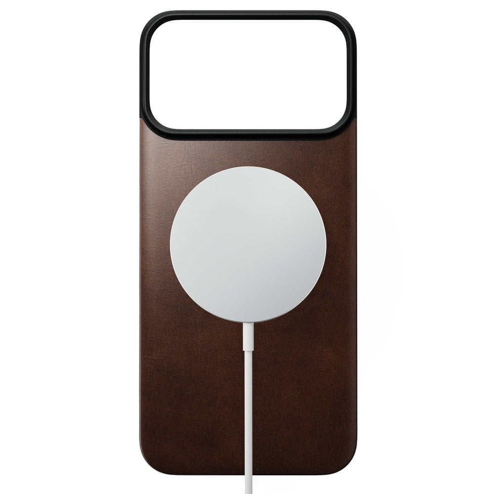 Leder Handyhülle für iPhone 18 Pro Max / 17 Pro Max, Nomad Magnetic Leather Back Horween Series mit MagSafe, rustikales Braun (7/8)