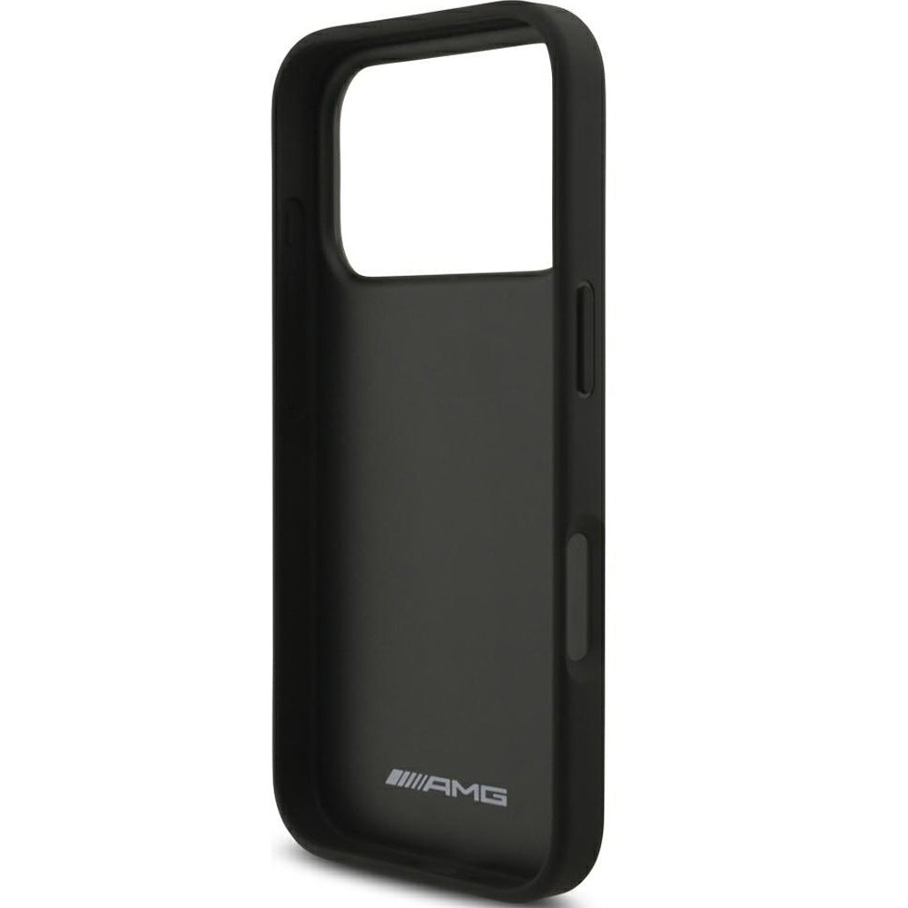 Handyhülle für iPhone 18 Pro / 17 Pro, Mercedes-Benz AMG Leather Debossed Lines Logo, Schwarz (7/8)