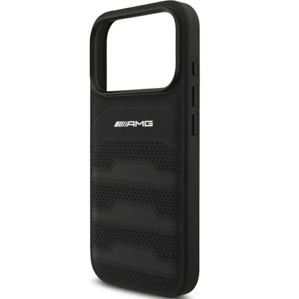 Handyhülle für iPhone 18 Pro Max / 17 Pro Max, Mercedes-Benz AMG Leather Debossed Lines Logo, Schwarz (6/8)