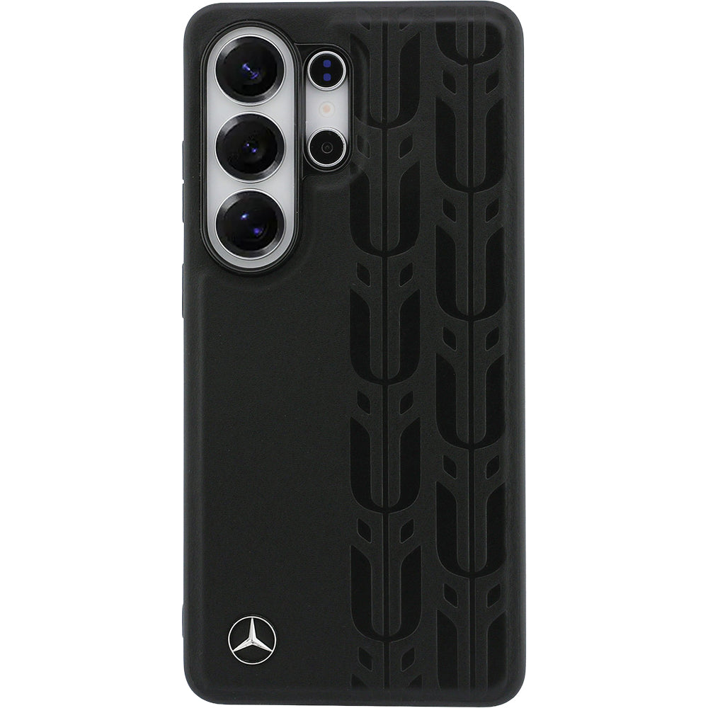 Handyhülle für Galaxy S26, Mercedes-Benz Leather Laurel Leaves Stripes mit MagSafe, Schwarz mit sportlich-elegantem Muster
