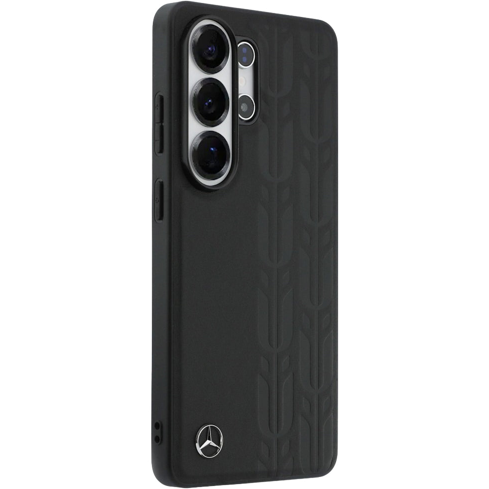 Handyhülle für Galaxy S26, Mercedes-Benz Leather Laurel Leaves Stripes mit MagSafe, Schwarz mit sportlich-elegantem Muster