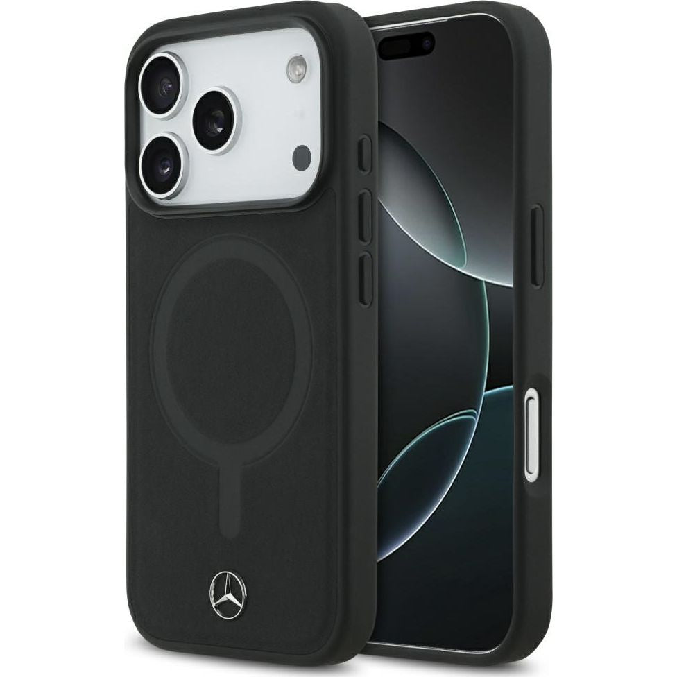 Handyhülle für iPhone 17 Pro, Mercedes-Benz Plain Smooth Leather mit MagSafe, Schwarz