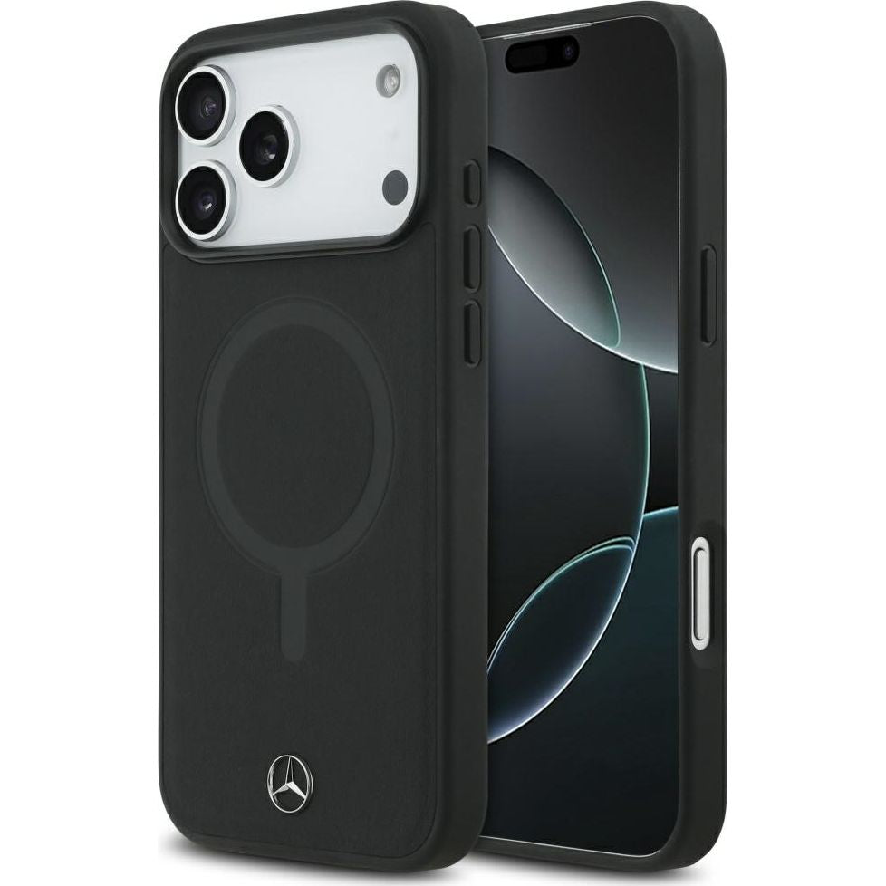 Handyhülle für iPhone 17 Pro Max, Mercedes-Benz Plain Smooth Leather mit MagSafe, Schwarz