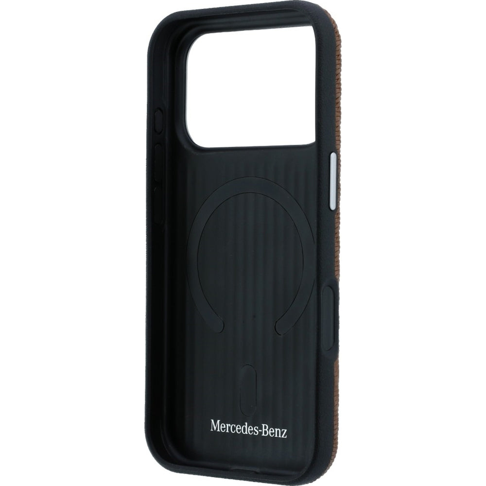 Handyhülle für iPhone 17 Pro Max, Mercedes-Benz Leather Semi Wrap Wood Effect MagSafe, Braun