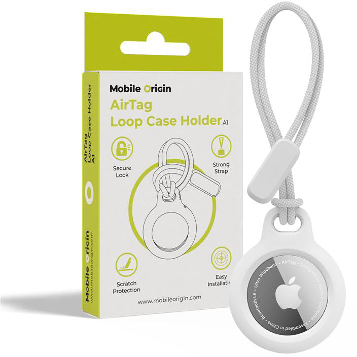 Schutzhülle / Schlüsselanhänger für Apple AirTag, Mobile Origin AirTag Loop Case A1, Weiß
