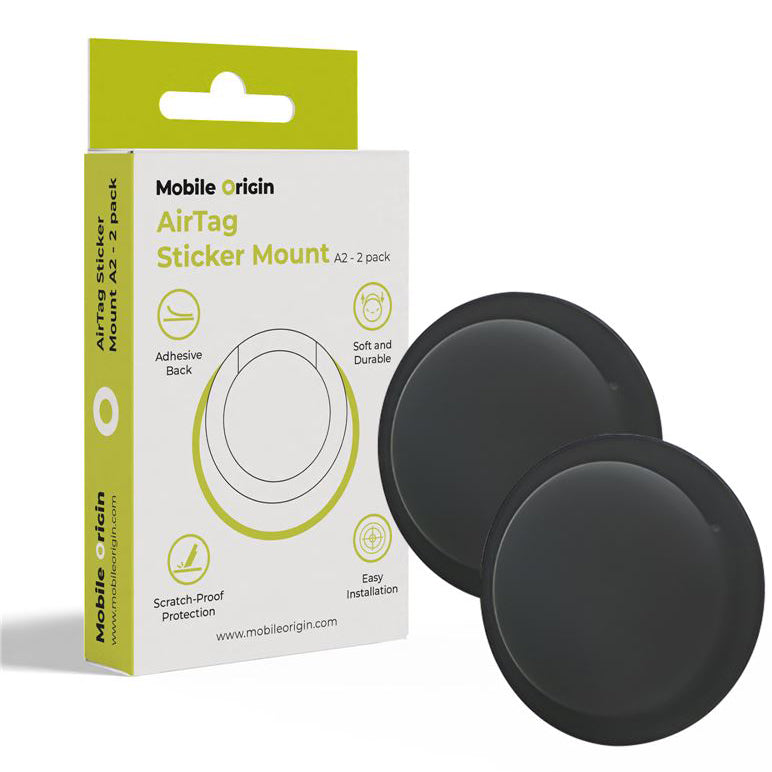 Hülle / Schlüsselanhänger für Apple AirTag, Mobile Origin AirTag Sticker Mount A2, 2 Stück, Schwarz