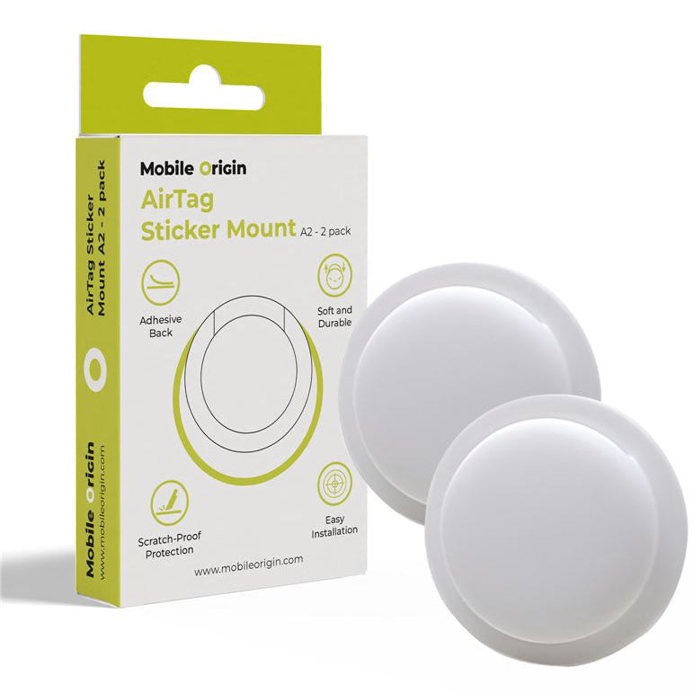 Hülle / Schlüsselanhänger für Apple AirTag, Mobile Origin AirTag Sticker Mount A2, 2 Stück, Weiß