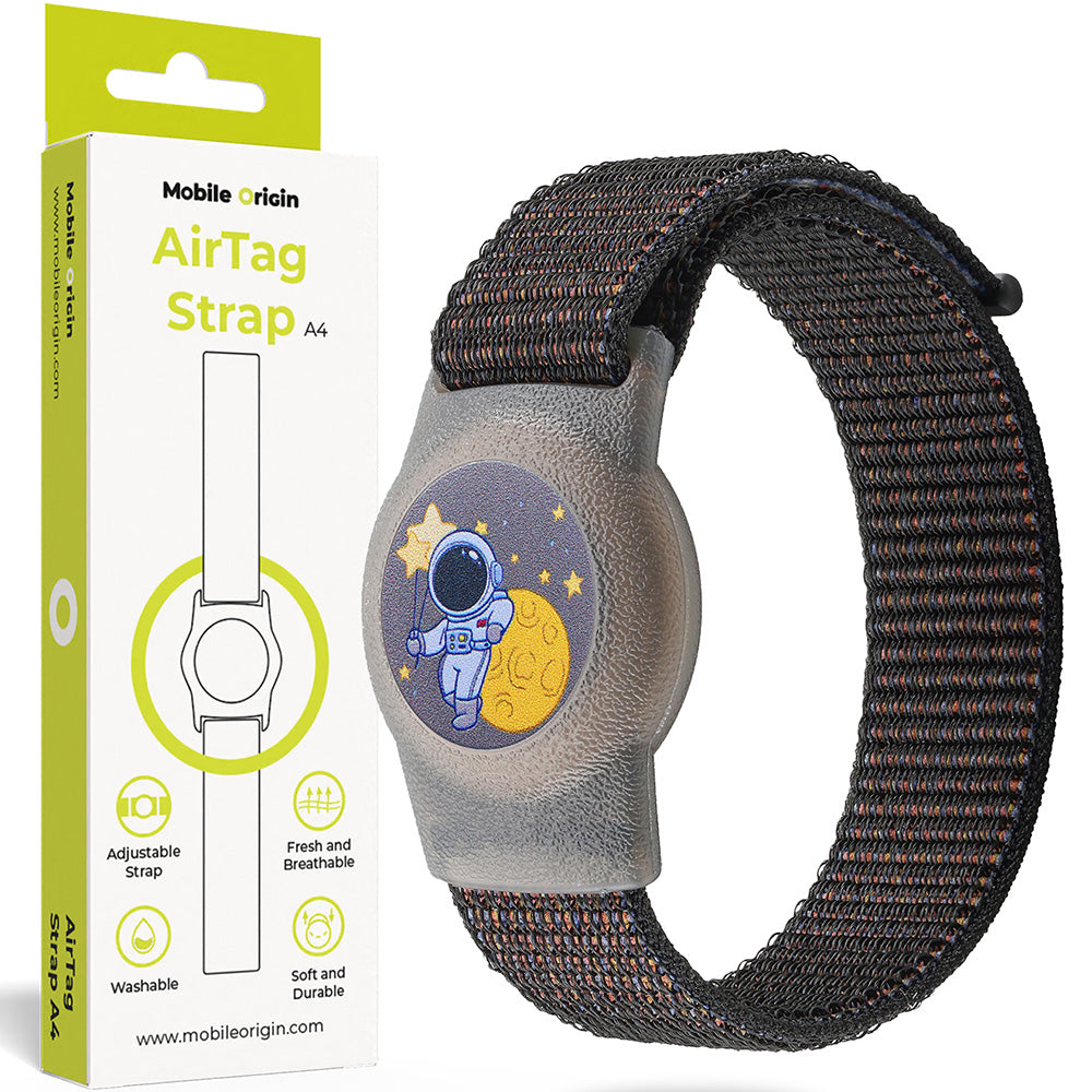 Hülle mit Armband für Apple AirTag, Mobile Origin AirTag Strap, Schwarz