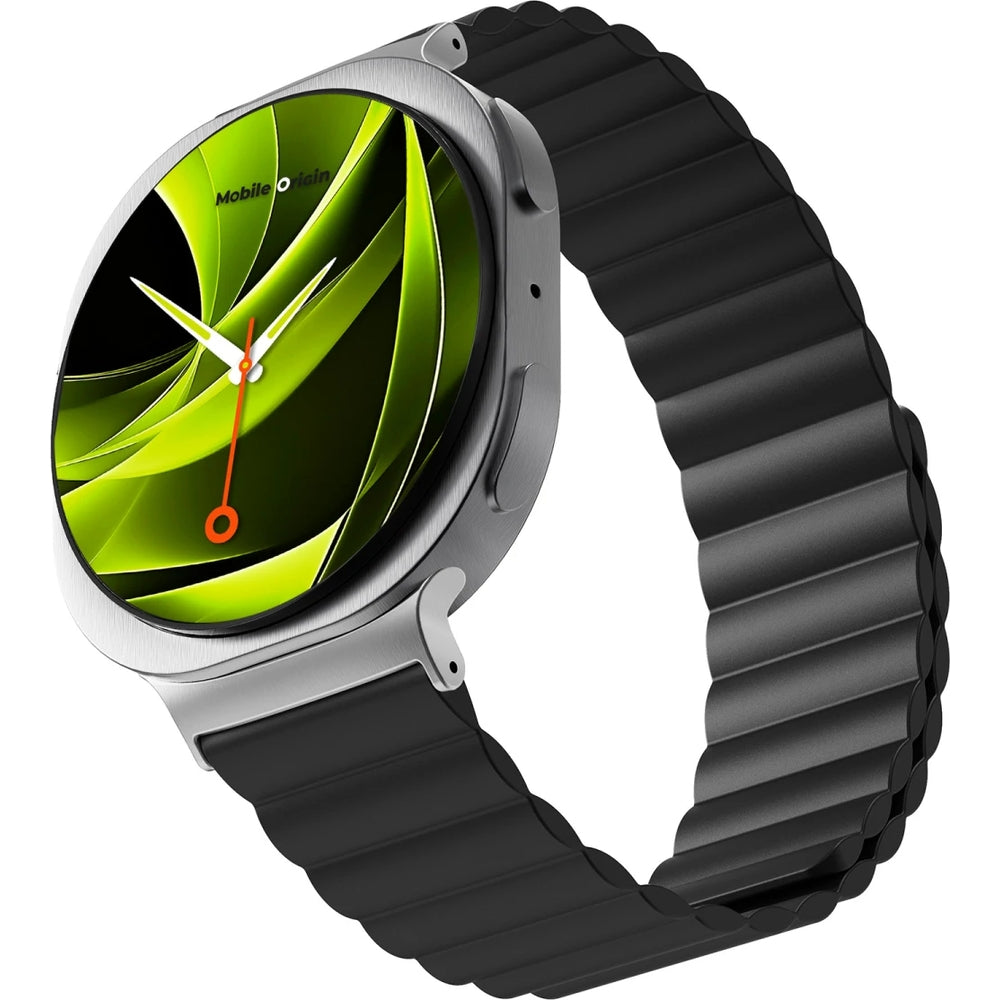 Silikonband für Galaxy Watch 9 40 mm / 44 mm / 8 40 mm / 44 mm / 8 Classic 46 mm Mobile Origin Easy Strap, Schwarz