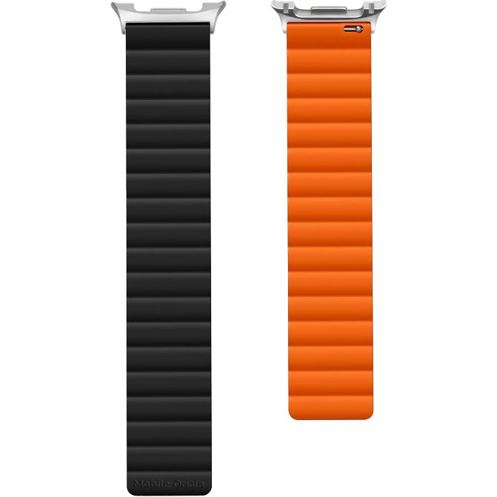 Silikonband für Galaxy Watch 8 40 / 44 / 46 mm Mobile Origin Easy Strap, Schwarz, Orange