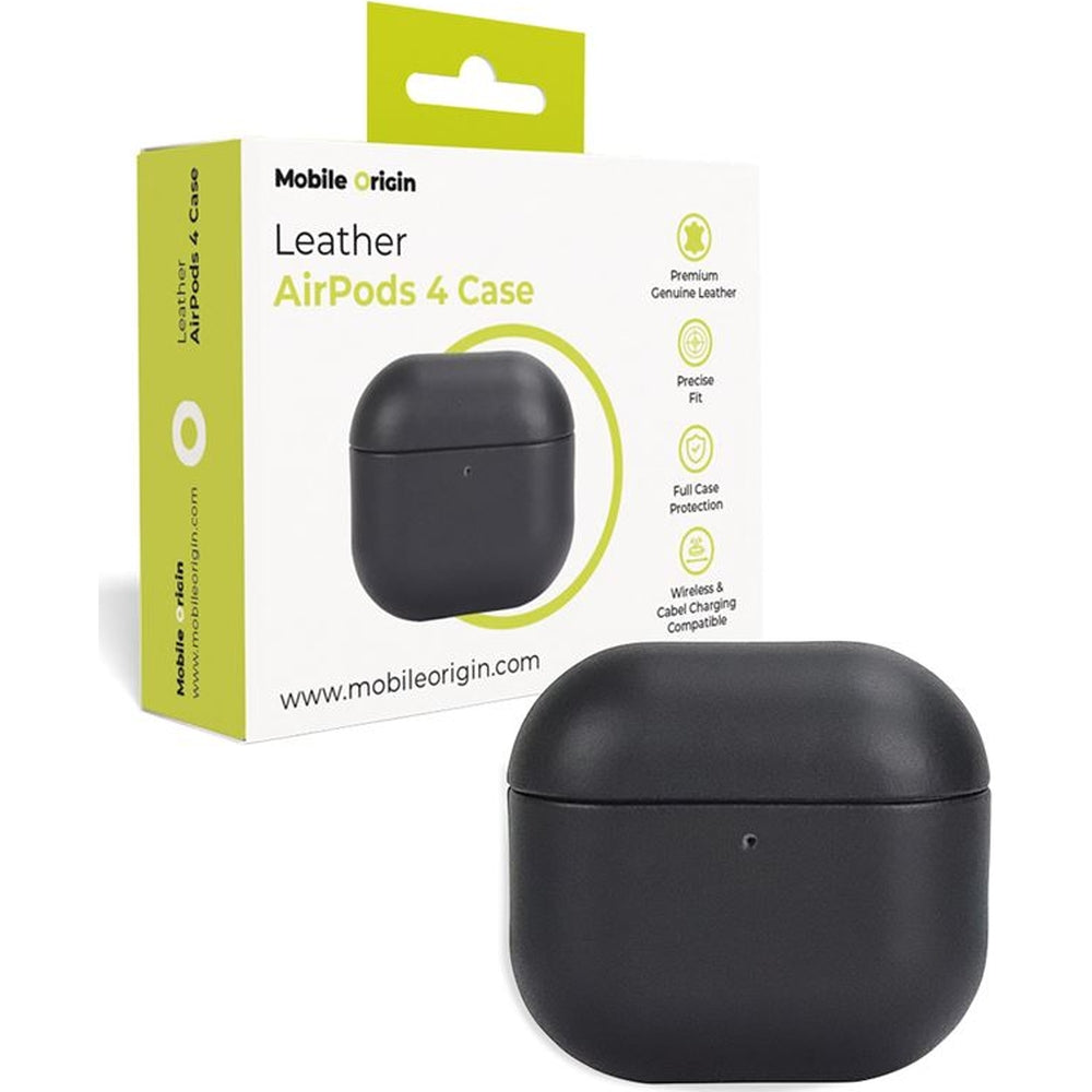 Hülle für AirPods 5 / 4, Mobile Origin Leather Case, Schwarz