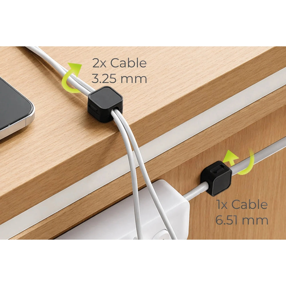 Magnetische Kabelorganizer, Mobile Origin CB8, 6 Stück, Schwarz