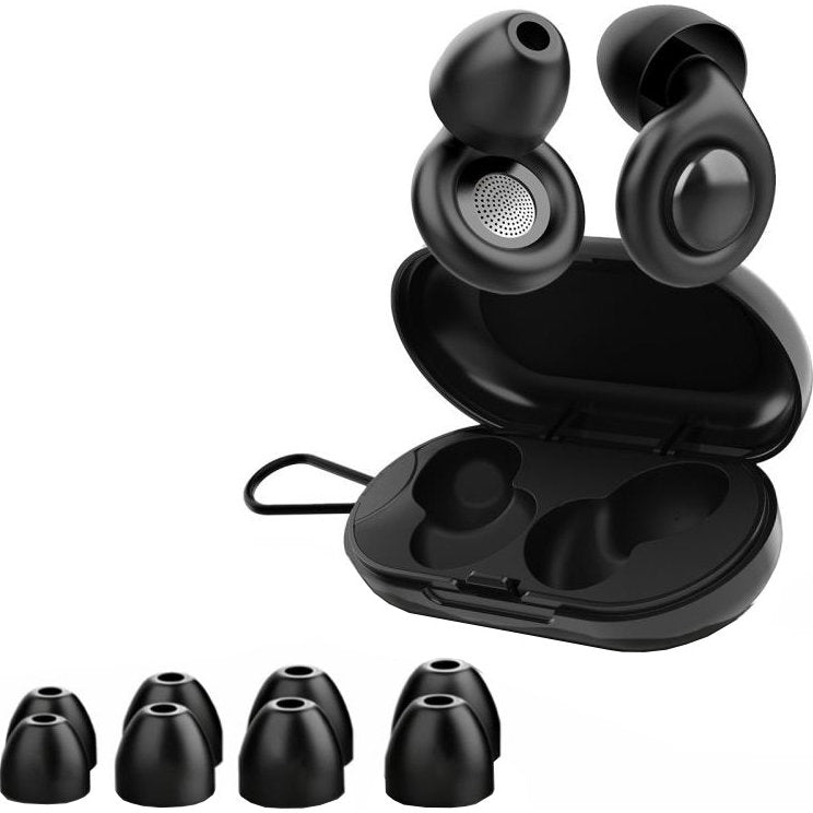 Silikon-Ohrstöpsel mit Hülle und austauschbaren Ohrpassstücken in den Größen XS, S, M, L, Mobile Origin Sleeping Earplugs 32 dB EA1, Schwarz