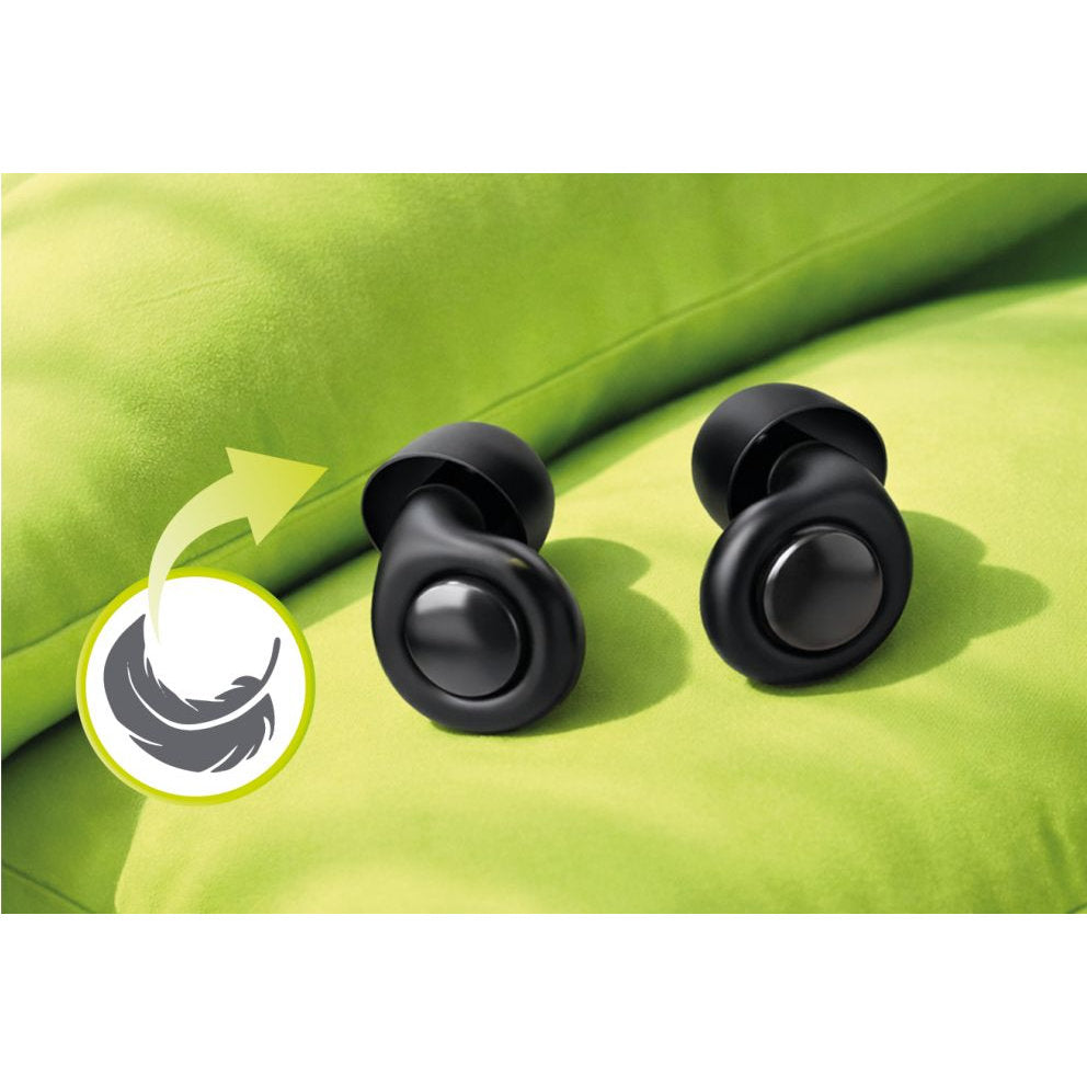 Silikon-Ohrstöpsel mit Hülle und austauschbaren Ohrpassstücken in den Größen XS, S, M, L, Mobile Origin Sleeping Earplugs 32 dB EA1, Schwarz