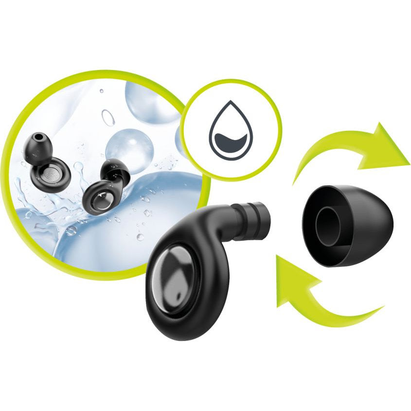 Silikon-Ohrstöpsel mit Hülle und austauschbaren Ohrpassstücken in den Größen XS, S, M, L, Mobile Origin Sleeping Earplugs 32 dB EA1, Schwarz