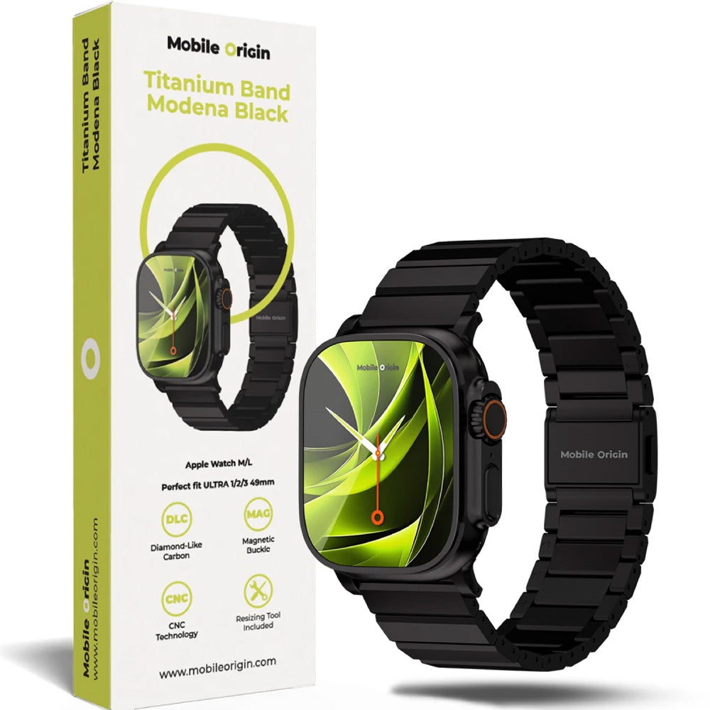 Armband für Apple Watch 49/46/45/44 mm, Mobile Origin Titanium Band Modena, Schwarz