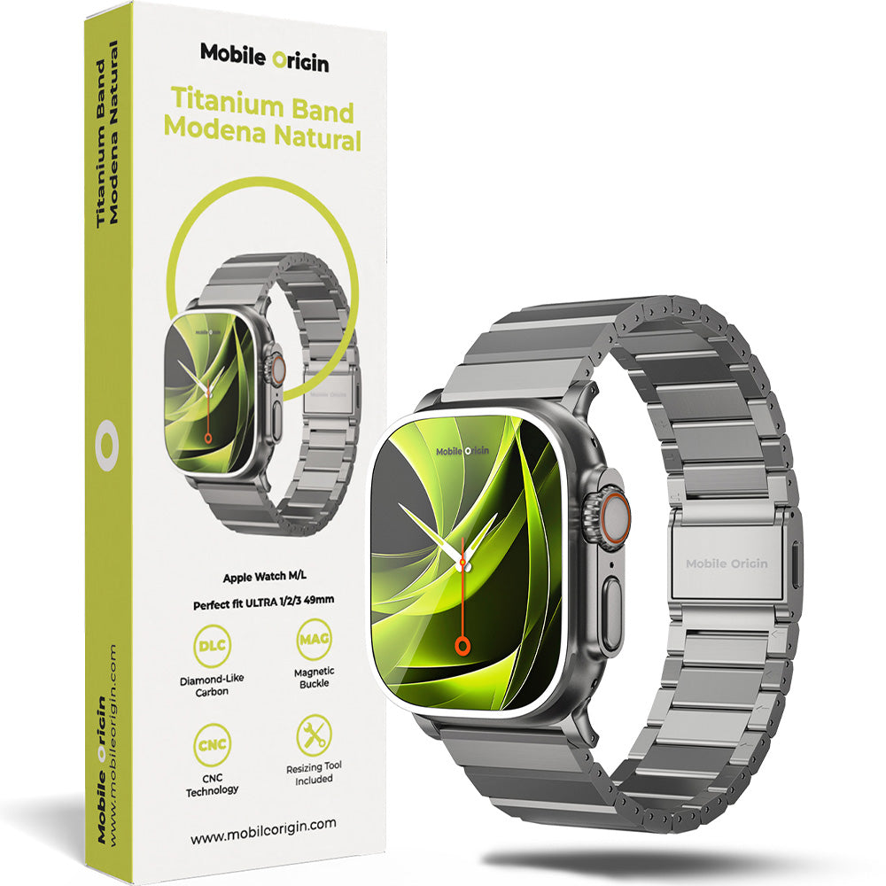 Armband für Apple Watch 49/46/45/44 mm, Mobile Origin Titanium Band Modena, Titan