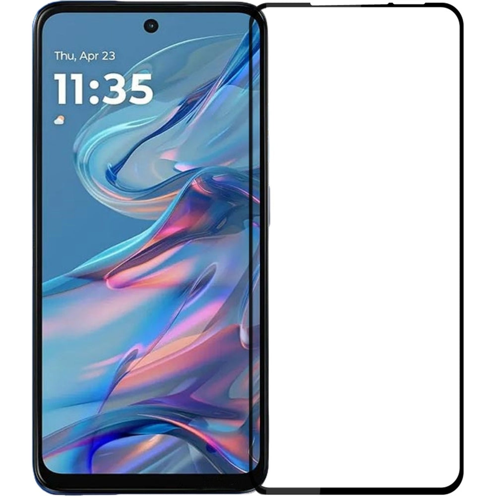 Gehärtetes Glas für Moto G45, Mocolo TG+ Full Glue, Schwarzer Rahmen