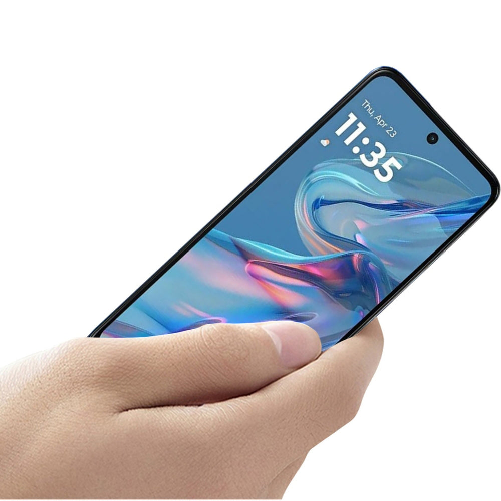 Gehärtetes Glas für Moto G45, Mocolo TG+ Full Glue, Schwarzer Rahmen