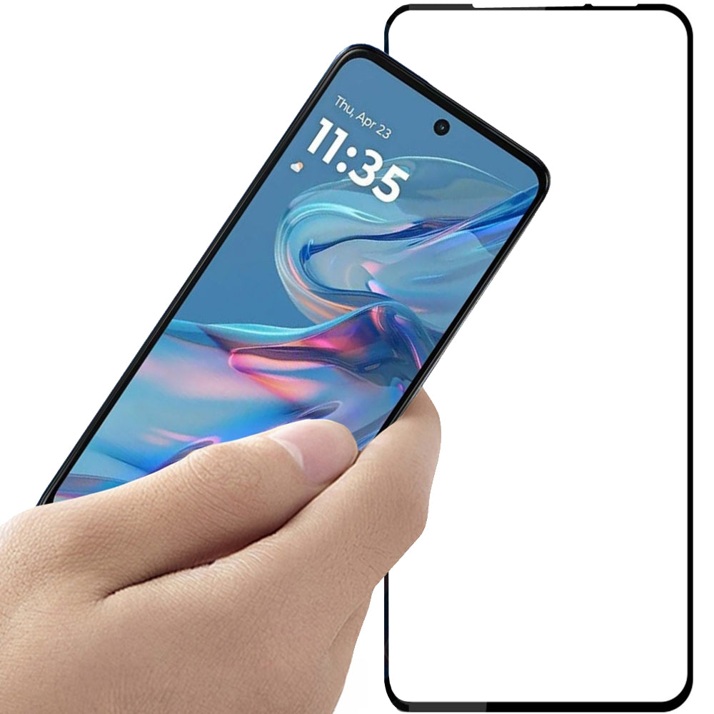 Gehärtetes Glas für Moto G45, Mocolo TG+ Full Glue, Schwarzer Rahmen