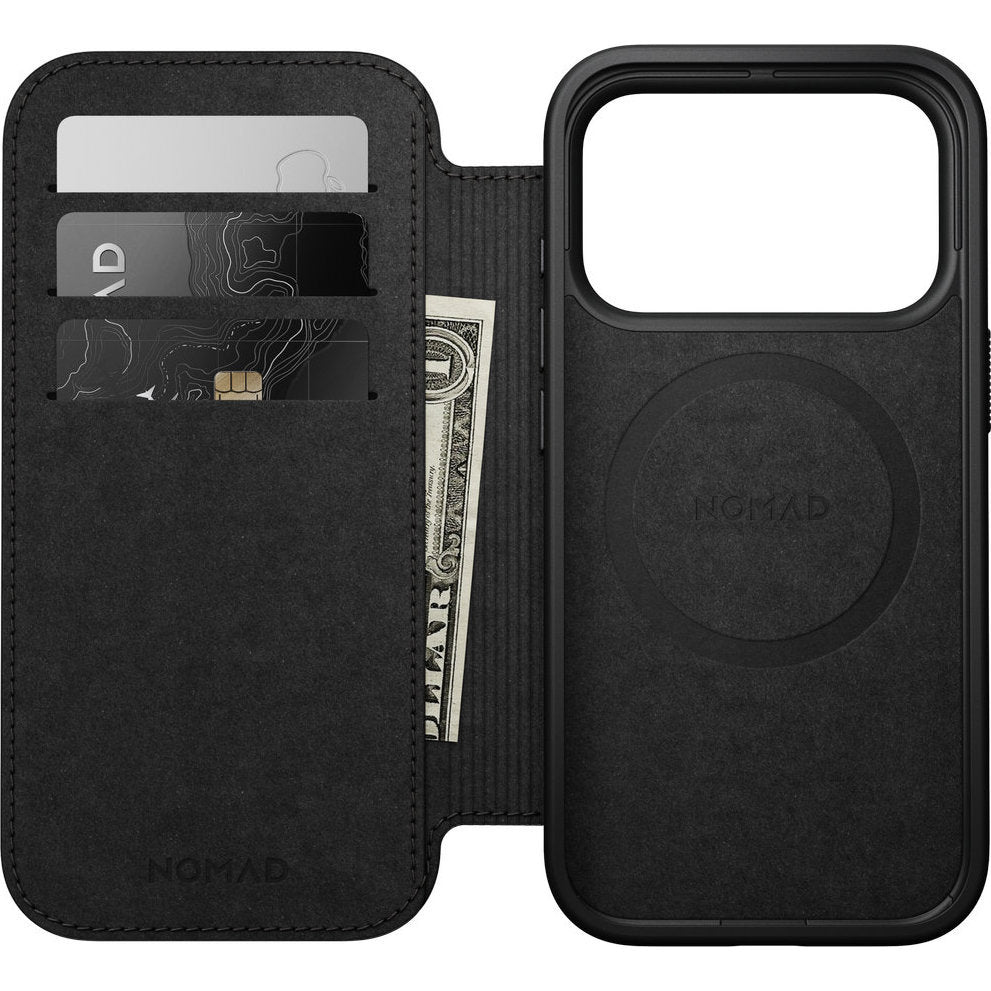 Handyhülle mit Klappe für iPhone 18 Pro / 17 Pro, Nomad Modern Leather Folio mit MagSafe, Schwarz (3/9)