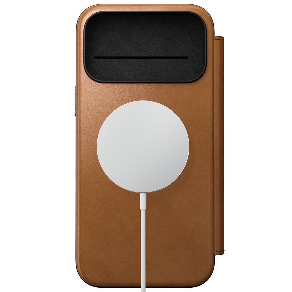 Handyhülle mit Klappe für iPhone 18 Pro Max / 17 Pro Max, Nomad Modern Leather Folio mit MagSafe, Hellbraun (5/9)