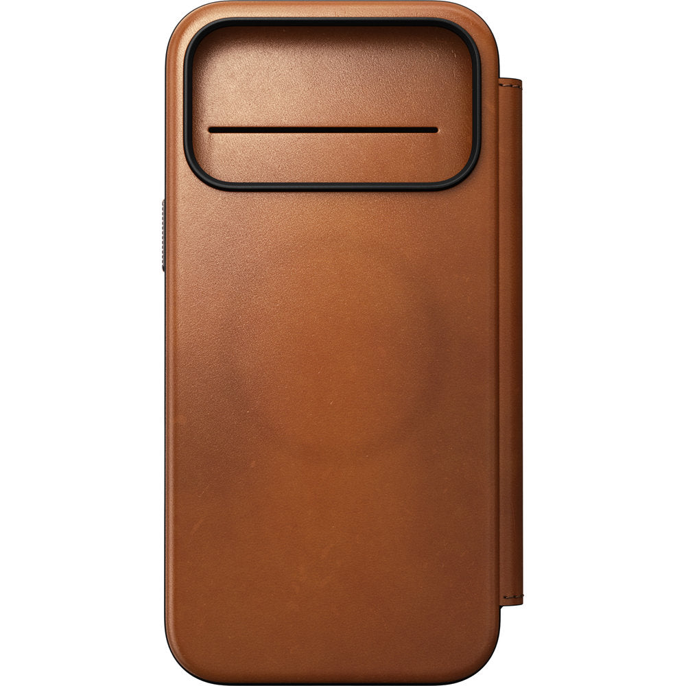 Handyhülle mit Klappe für iPhone 18 Pro Max / 17 Pro Max, Nomad Modern Leather Folio Horween Series mit MagSafe, Hellbraun (11/13)