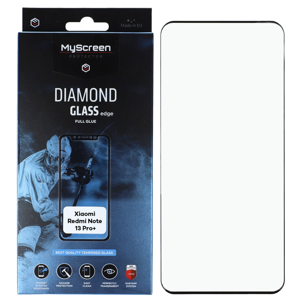 Gehärtetes Glas MyScreen Diamond Glass Edge 3D für Xiaomi Redmi Note 13 Pro+ 5G, schwarzer Rahmen
