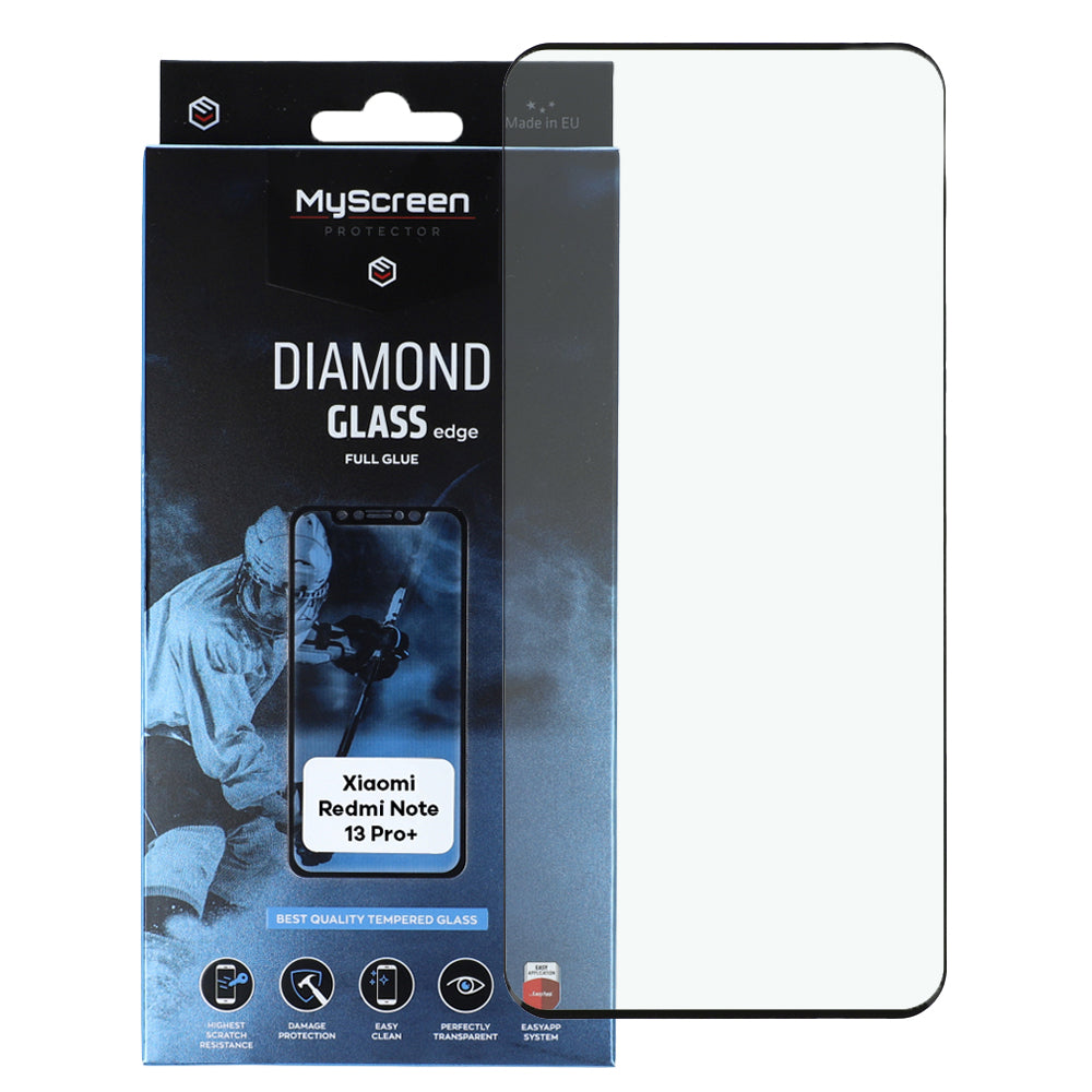 Gehärtetes Glas MyScreen Diamond Glass Edge 3D für Xiaomi Redmi Note 13 Pro+ 5G, schwarzer Rahmen