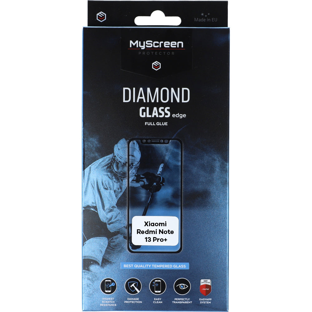 Gehärtetes Glas MyScreen Diamond Glass Edge 3D für Xiaomi Redmi Note 13 Pro+ 5G, schwarzer Rahmen