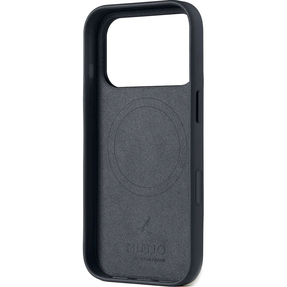 Handyhülle für iPhone 18 Pro / 17 Pro, Mujjo Full Leather Case für MagSafe, Grau