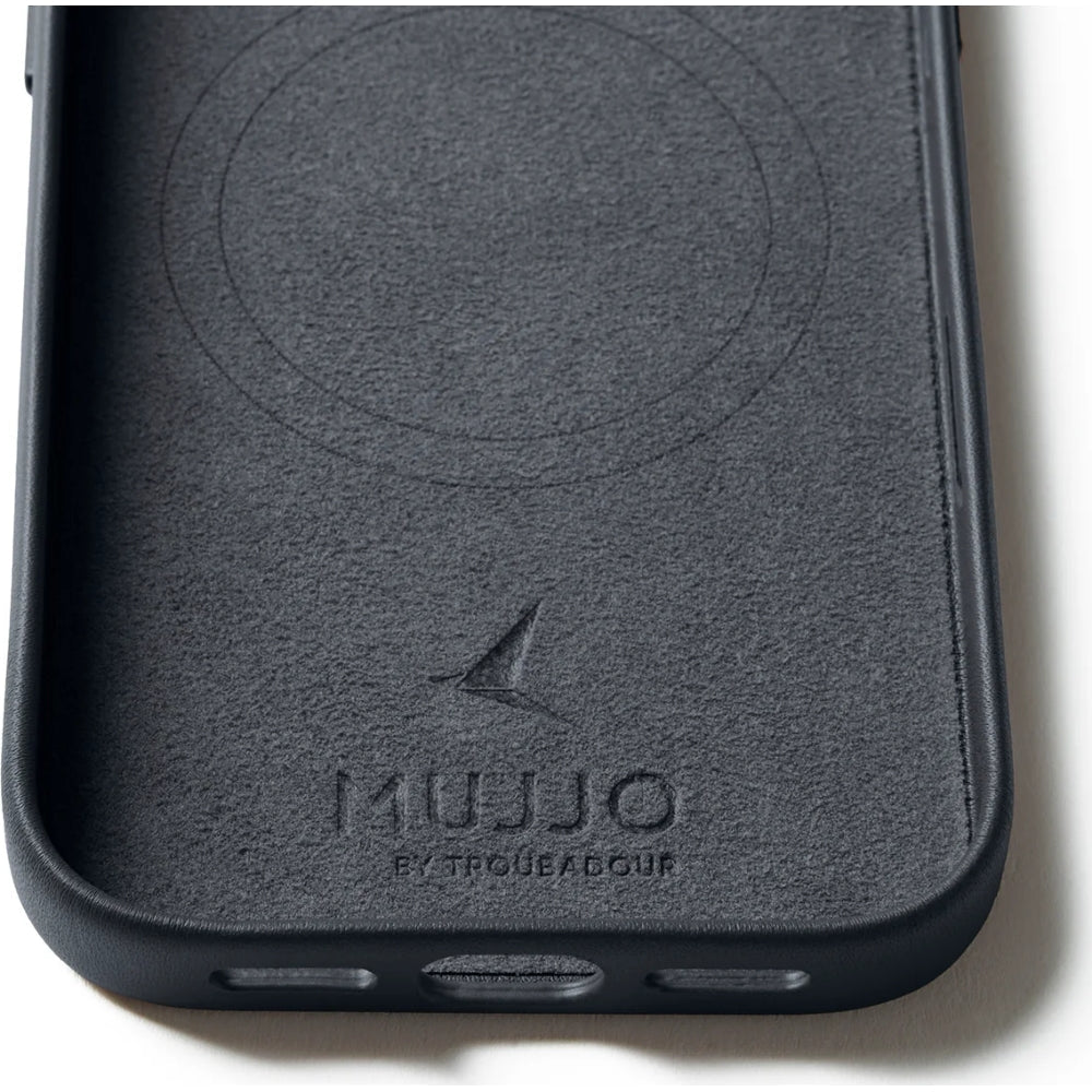 Handyhülle für iPhone 18 Pro / 17 Pro, Mujjo Full Leather Case für MagSafe, Grau
