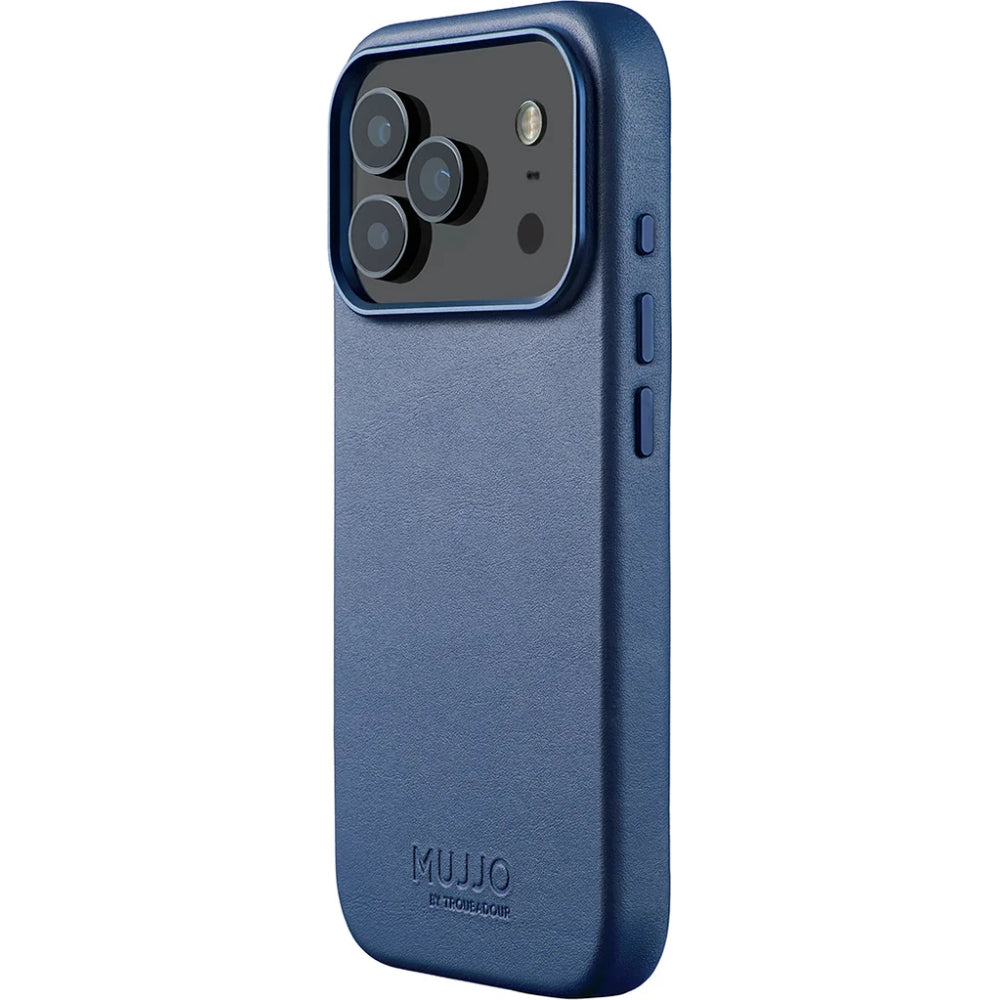 Handyhülle für iPhone 18 Pro / 17 Pro, Mujjo Full Leather Case für MagSafe, Blau