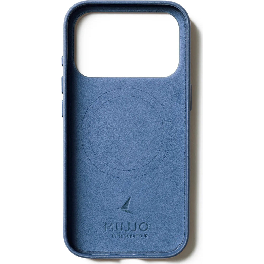 Handyhülle für iPhone 18 Pro / 17 Pro, Mujjo Full Leather Case für MagSafe, Blau