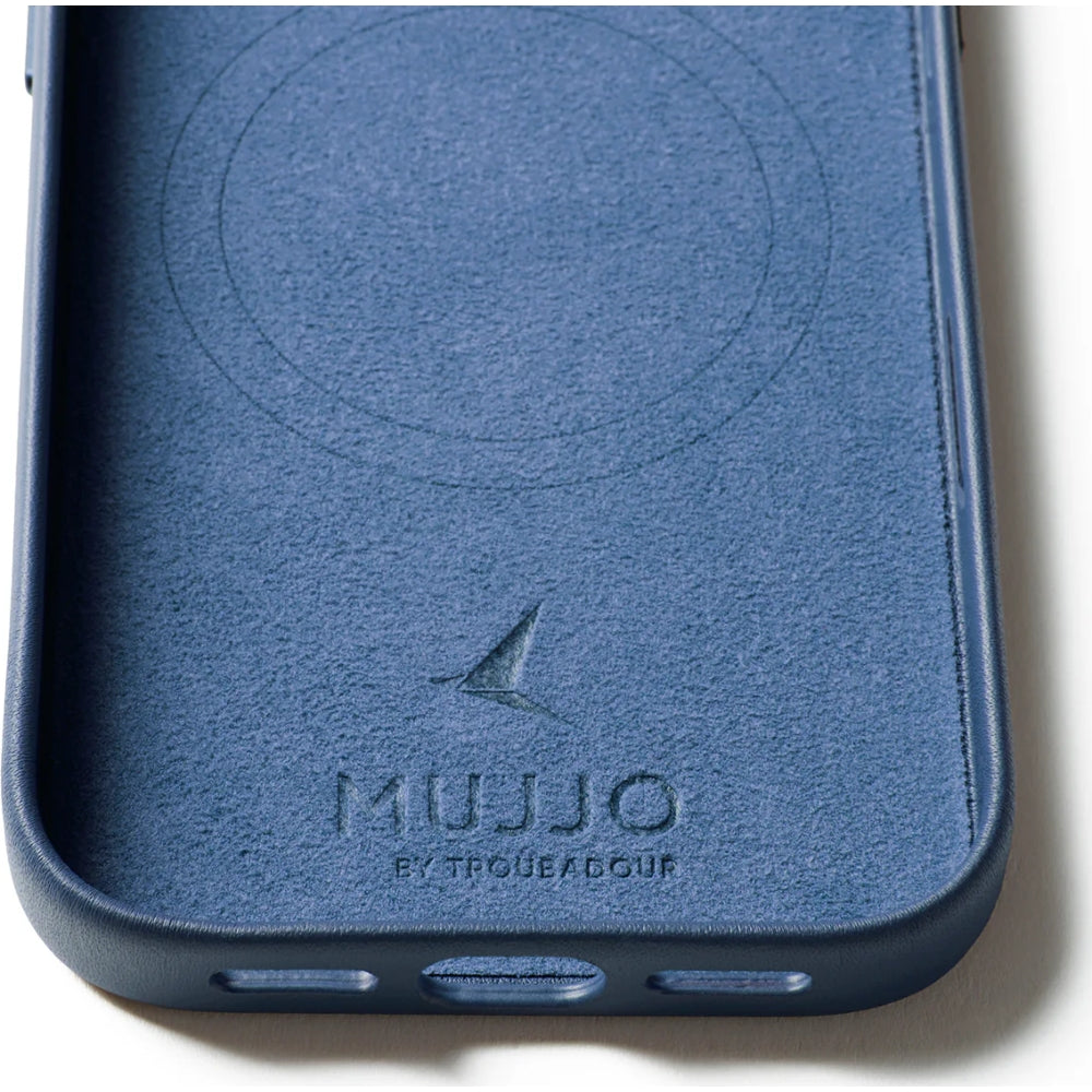 Handyhülle für iPhone 18 Pro / 17 Pro, Mujjo Full Leather Case für MagSafe, Blau