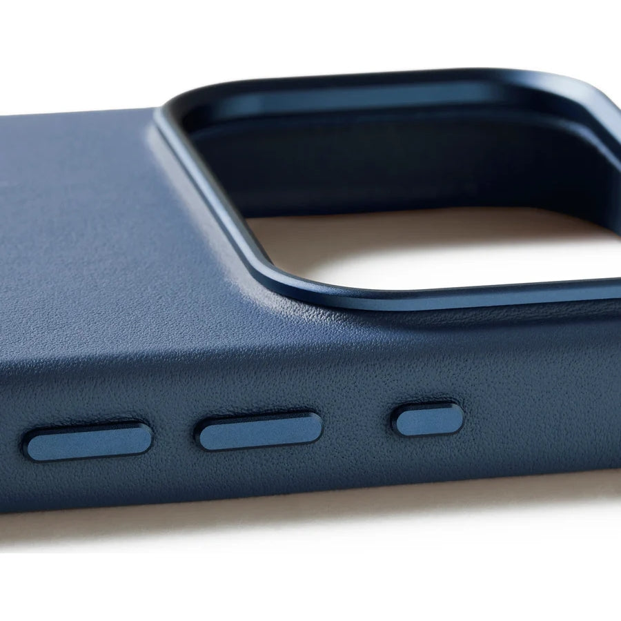 Handyhülle für iPhone 18 Pro / 17 Pro, Mujjo Full Leather Case für MagSafe, Blau