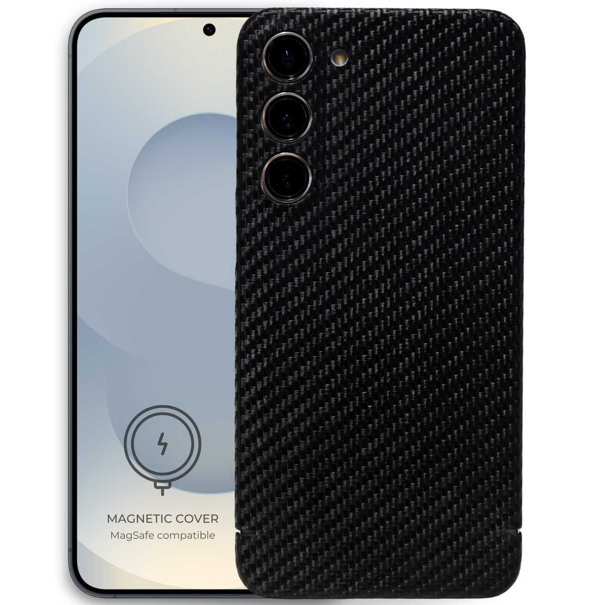 Handyhülle für Galaxy S26, Nevox Carbon Series Magnet, Schwarz