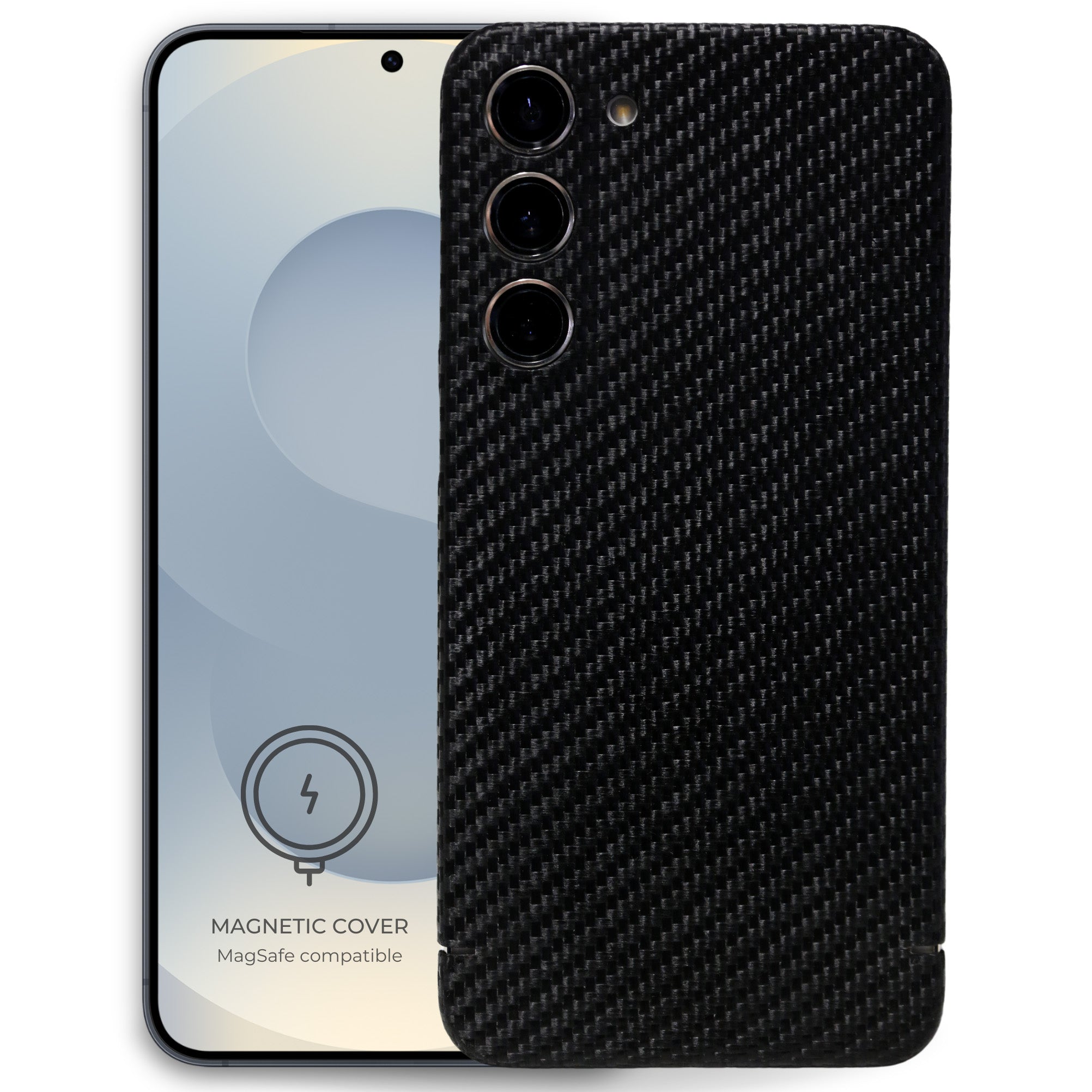 Handyhülle für Galaxy S26 Plus, Nevox Carbon Series Magnet, Schwarz