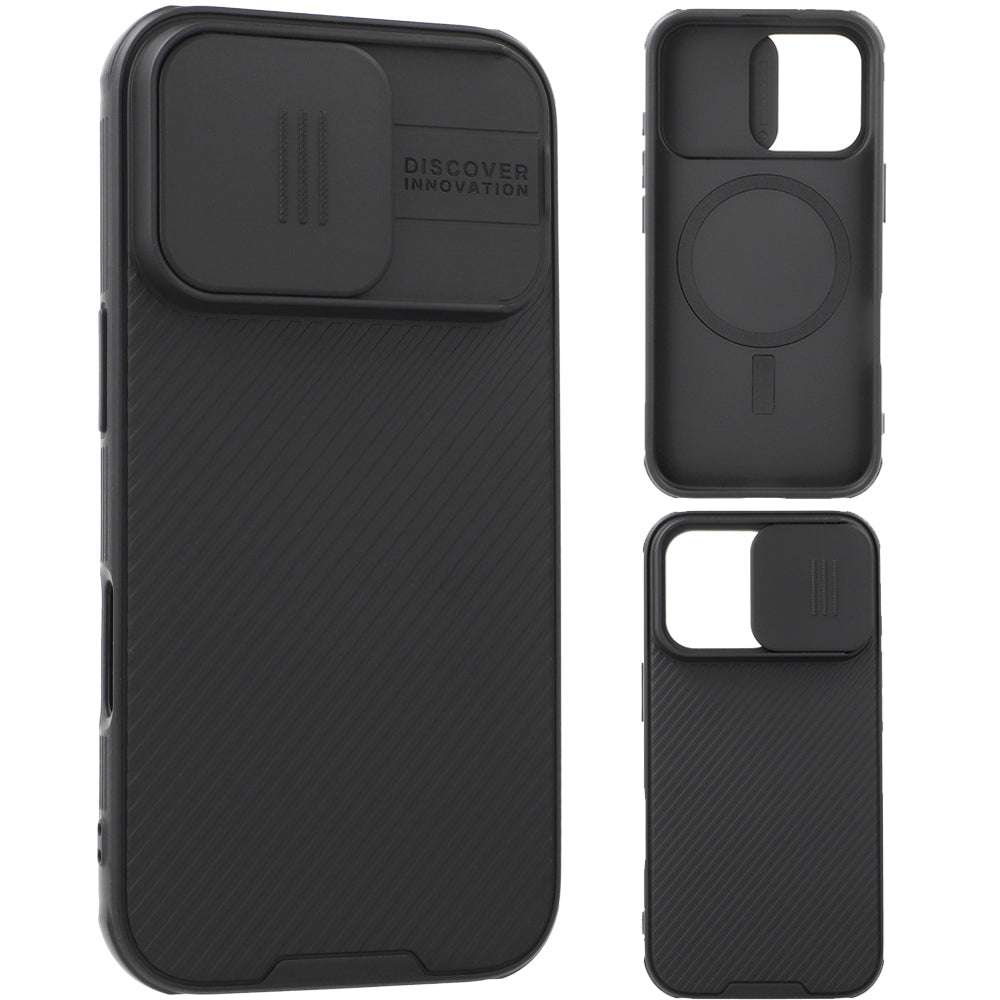 Schutzhülle für iPhone 16 Pro, Nillkin CamShield Pro Magnetic, Schwarz