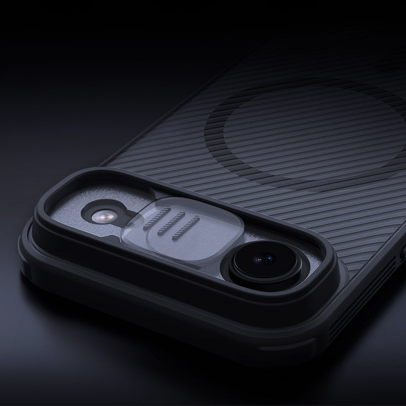 Handyhülle für iPhone Air, Nillkin CamShield Pro Magnetic mit MagSafe, Durchscheinend-Schwarz