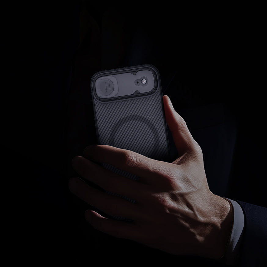 Handyhülle für iPhone Air, Nillkin CamShield Pro Magnetic mit MagSafe, Durchscheinend-Schwarz